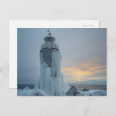 coastal lighthouse in winter storm postkarte (Vorne/Hinten)