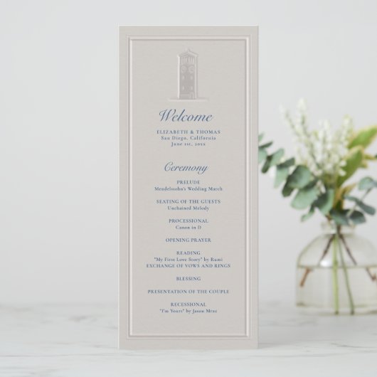 Coastal Lighthouse Nautical Formal Wedding Program (Stehend Vorderseite)