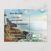 Coastal Lighthouse Nautical Save the Date Ankündigungspostkarte (Rückseite)