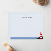 Coastal Lighthouse Personalisiert Blue Mitteilungskarte (Vorderseite/Rückseite Beispiel)