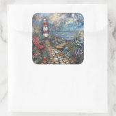 Coastal Lighthouse Quadratischer Aufkleber (Tasche)