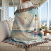 Coastal Lighthouse Seagulls Pastel Sky Serenity Decke