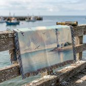 Coastal Lighthouse Seagulls Pastel Sky Serenity Decke