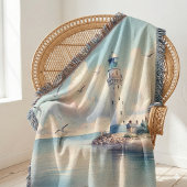 Coastal Lighthouse Seagulls Pastel Sky Serenity Decke