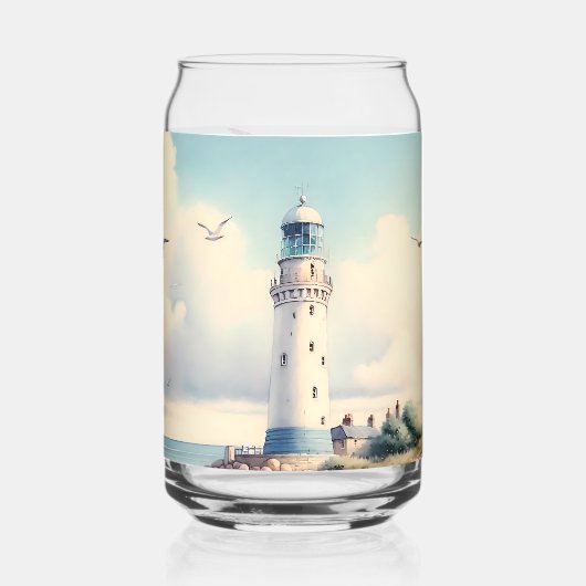 Coastal Lighthouse Seagulls Pastel Sky Serenity Dosenglas (Rückseite)