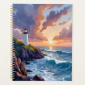 Coastal Lighthouse Sunset | Beach Ocean Painting Planer (Vorderseite)