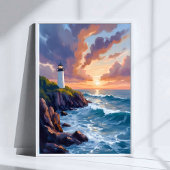 Coastal Lighthouse Sunset | Bilder am Strand Poster