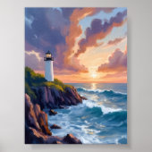 Coastal Lighthouse Sunset | Bilder am Strand Poster (Vorne)