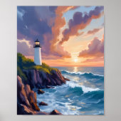 Coastal Lighthouse Sunset | Bilder am Strand Poster (Vorne)