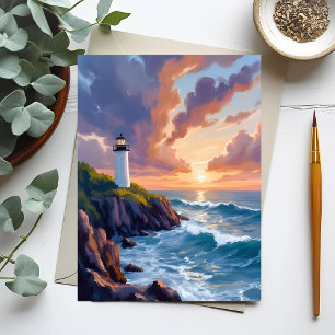 Coastal Lighthouse Sunset Bilder am Strand Postkarte