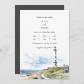 Coastal Lighthouse Trail Ocean View Beach Hochzeit Einladung (Vorne/Hinten)