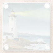 Coastal Lighthouse with Light Beam Glasuntersetzer (Rückseite)