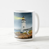 Coastal Lighthouse with Light Beam Kaffeetasse (VorderseiteRechts)