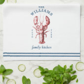 Coastal Lobster Familie Name Küchen Handtücher (Gefaltet)