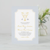 Coastal Lobster Minimalist Preppy Wedding Folieneinladung (Stehend vorne)