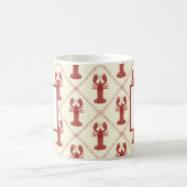 Coastal Lobster Red Cream Diamond Initial Monogram Kaffeetasse (Mittel)