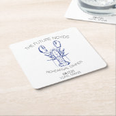 Coastal Lobster Wedding Rehearsal Dinner Sticker Rechteckiger Pappuntersetzer (angewinkelt)