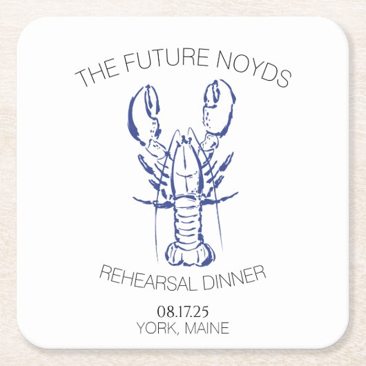 Coastal Lobster Wedding Rehearsal Dinner Sticker Rechteckiger Pappuntersetzer (Vorderseite)