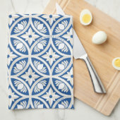 Coastal Lotus Tile Muster - The White Lotus Geschirrtuch (Viertel Falte)