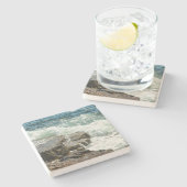 Coastal Maine Rocky Shoreline Ocean Steinuntersetzer (Seitenansicht)