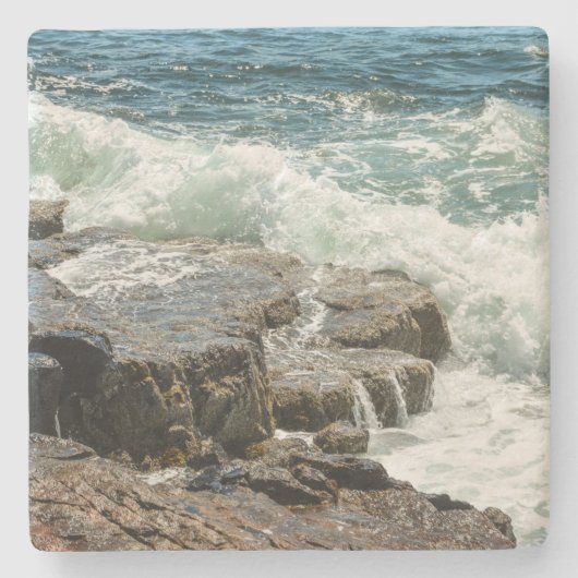 Coastal Maine Rocky Shoreline Ocean Steinuntersetzer (Vorderseite)