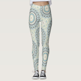 Coastal Mandala in Sand, Blue, and Driftwood Tones Leggings