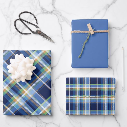 Coastal - Marine Blue, Blue-Grey, Orange, Lime... Geschenkpapier Set (Vorderseite)