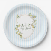 Coastal Mediterranean Lemon Crest Wedding Pappteller (Vorderseite)