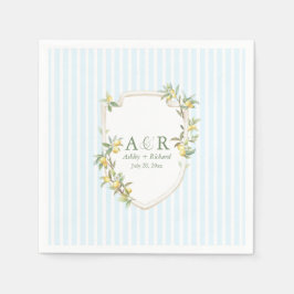 Coastal Mediterranean Lemon Crest Wedding Serviette