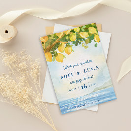 Coastal Mediterranean Lemon Grove Wedding Einladung