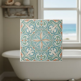 Coastal Mediterranean Pattern Pat#8 Teal ID1195 Fliese