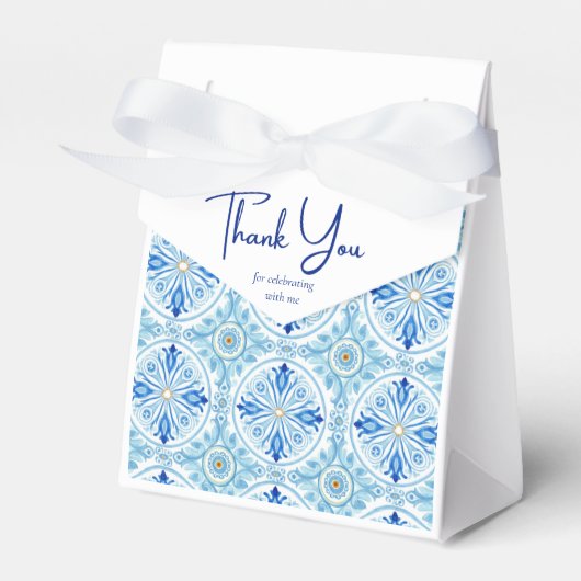 Coastal Mediterranean Tile Bridal Shower Thank You Geschenkschachtel (Vorderseite)