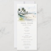 Coastal Miami Beach Palm Tree Hochzeitsprogramm Einladung (Vorderseite)
