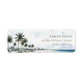 Coastal Miami Beach Palm Tree Wasserfarbenadresse (Vorne)