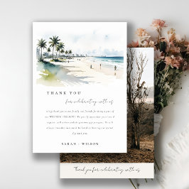 Coastal Miami Beach Palm Tree Wasserfarbenhochzeit Dankeskarte
