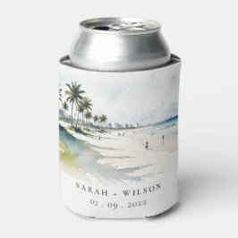 Coastal Miami Beach Palm Tree Wasserfarbenhochzeit Dosenkühler