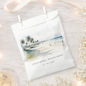 Coastal Miami Beach Palm Tree Wasserfarbenhochzeit Geschenktütchen (Ausgeschnitten)