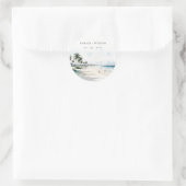 Coastal Miami Beach Palm Tree Wasserfarbenhochzeit Runder Aufkleber (Tasche)