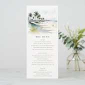 Coastal Miami Beach Palm Tree Wedding Menü Card Einladung (Stehend Vorderseite)