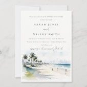 Coastal Miami Beach Palmen Bäume Hochzeit Jahresta Einladung (Vorderseite)