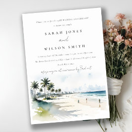 Coastal Miami Beach Palmen Bäume Hochzeit Jahresta Einladung