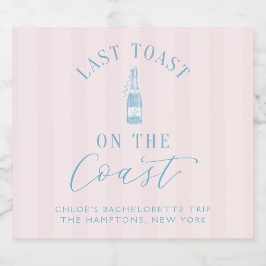 Coastal Modern Junggeselinnen-Abschied Paper Napki Schaumweinetikett (Einzelnes Label)