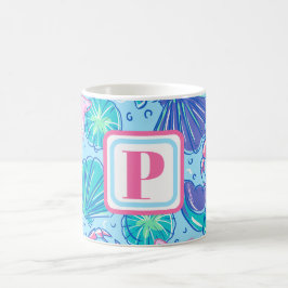 Coastal Monogram Beach Muschel Crab Kaffeetasse