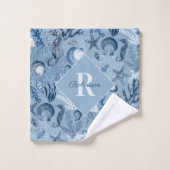 Coastal Monogram Blue Ocean Life Badhandtuch Set (Waschlappen)