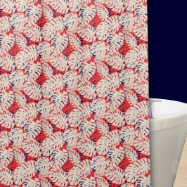 Coastal Monstera Leaf Gemusterter Duschvorhang