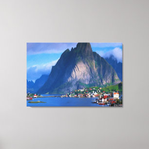 Coastal Mountain View Ölgemälde gedruckt Leinwanddruck