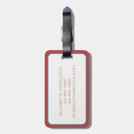 Coastal Nautical Beach Flags Monogram Gepäckanhänger (Rückseite vertikal)