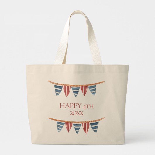 Coastal Nautical Beach Flags Monogram Jumbo Stoffbeutel (Rückseite)