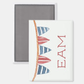 Coastal Nautical Beach Flags Monogram Magnet (Vorderseite/Rückseite)