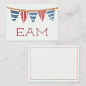 Coastal Nautical Beach Flags Monogram Mitteilungskarte (Vorne/Hinten)